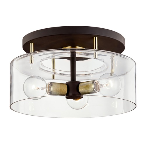 Troy Lighting Bergamot Station 17-Inch Bronze and Brass Semi-Flush Mount by Troy Lighting C7542