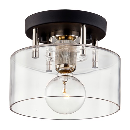 Troy Lighting Bergamot Station 8.50-Inch Carbide Black & Polished Nickel Semi-Flush Mount by Troy Lighting C7550