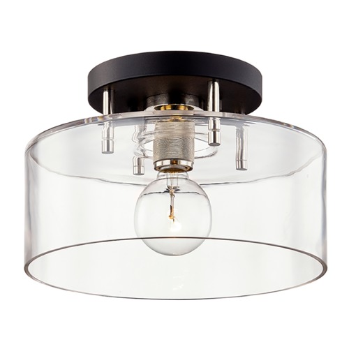 Troy Lighting Bergamot Station 12.25-Inch Carbide Black & Polished Nickel Semi-Flush Mount by Troy Lighting C7551