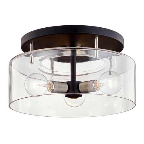 Troy Lighting Bergamot Station 17-Inch Carbide Black & Polished Nickel Semi-Flush Mount by Troy Lighting C7552