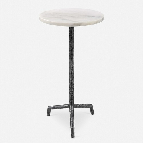 Uttermost Lighting Puritan Drink Table in Aged Black with Marble by Uttermost Lighting 22897