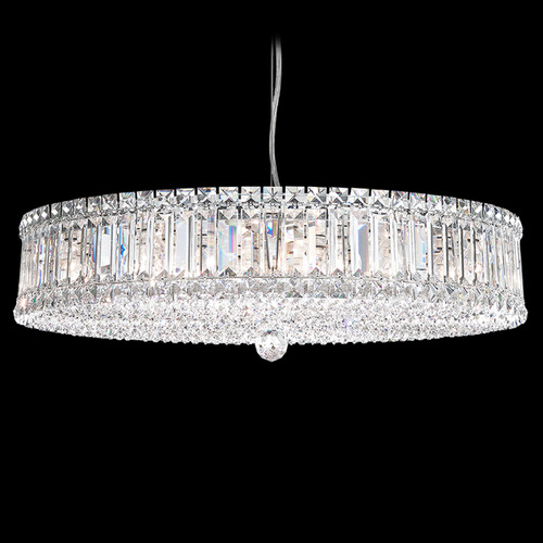 Schonbek Lighting Schonbek Worldwide Lighting Plaza Polished Stainless Steel Pendant Light with Drum Shade 6674R