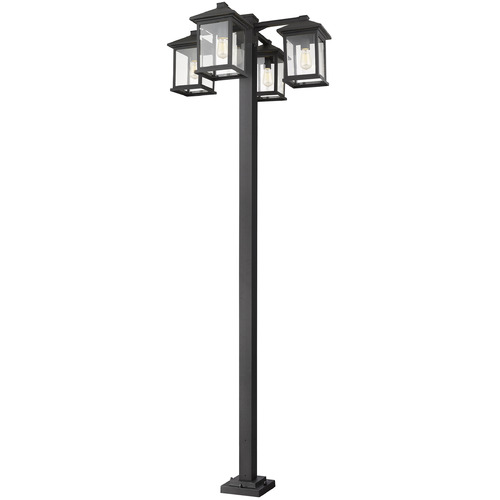Z-Lite Portland Black Post Light by Z-Lite 531-4-536P-BK