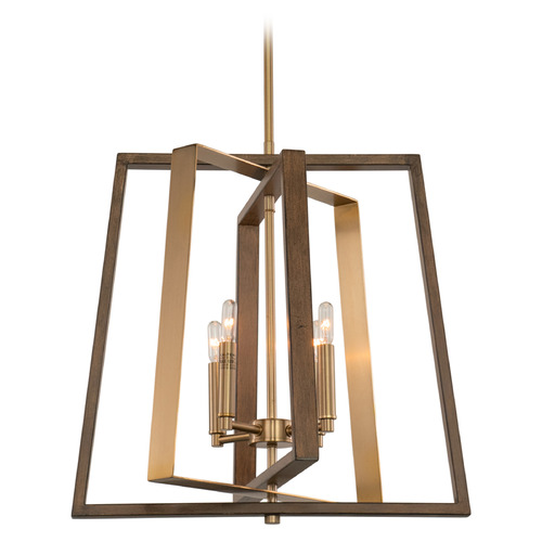 Vaxcel Lighting Vaxcel Lighting Dunning Natural Brass & Burnished Chestnut Pendant Light P0347