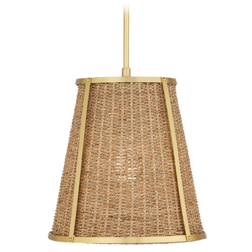 Currey and Company Lighting Currey and Company Deauville Polished Brass / Natural Pendant Light with Conical Shade 9000-1122