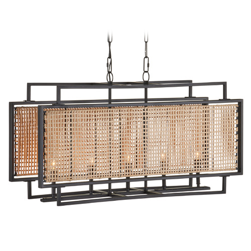 Currey and Company Lighting Currey and Company Boswell Natural / Black Island Light 9000-1164