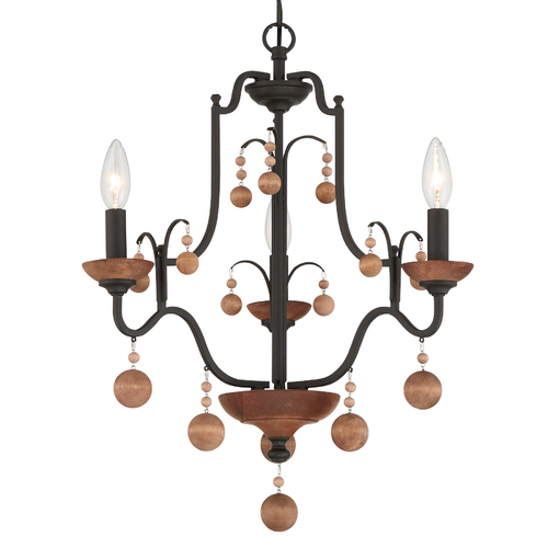 Minka Lavery Colonial Charm 3-Light Chandelier in Bronze & Walnut by Minka Lavery 2663-723