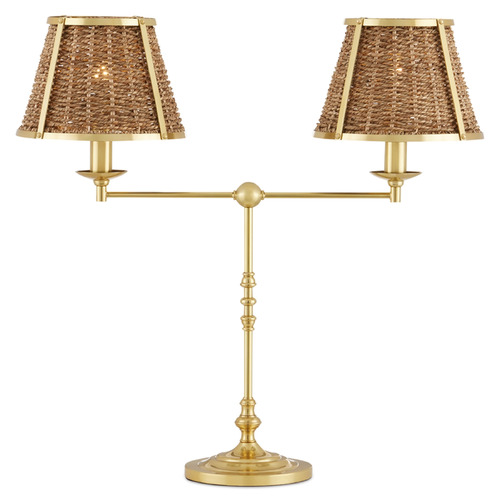 Currey and Company Lighting Currey and Company Suzanne Duin Deauville Polished Brass / Natural LED Desk Lamp 6000-0899