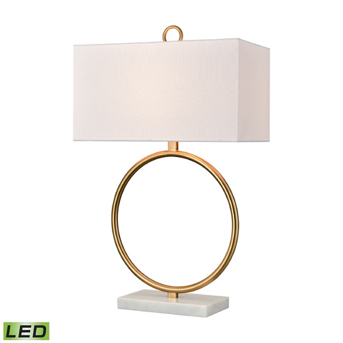 Elk Lighting Elk Lighting Murphy Aged Brass & White LED Table Lamp with Rectangle Shade H0019-11110-LED