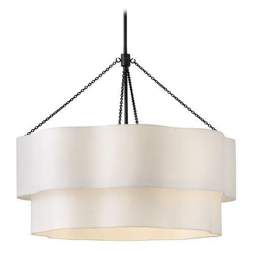 Hinkley Hinkley Gwen Black LED Pendant Light with Scalloped Shade 47735BK