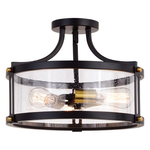 Vaxcel Lighting Vaxcel Lighting Holbrook Matte Black & Satin Brass Semi-Flushmount Light C0255