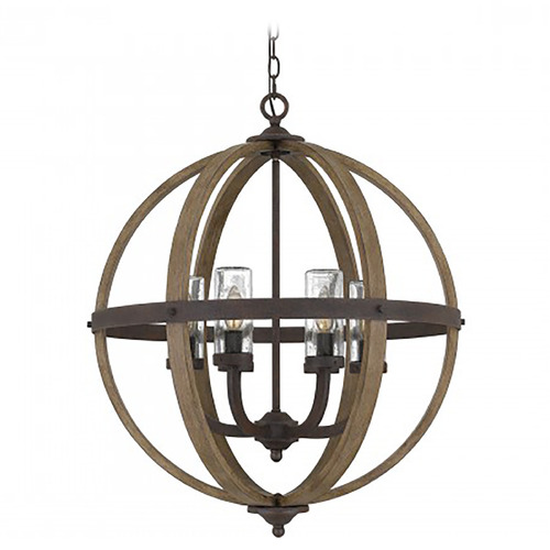 Quoizel Lighting Quoizel Lighting Fusion Rustic Black & Faux Wood Pendant Light with Cylindrical Shade FSN2825RK