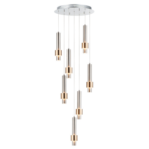 ET2 Lighting Reveal 7-Light LED Pendant in Satin Nickel & Brass by ET2 Lighting E24757-SNSBR