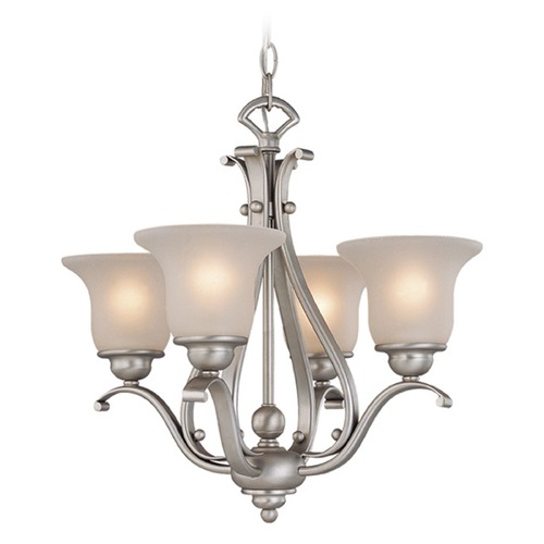 Vaxcel Lighting Frosted Seeded Glass Chandelier Brushed Nickel by Vaxcel Lighting CH35404BN
