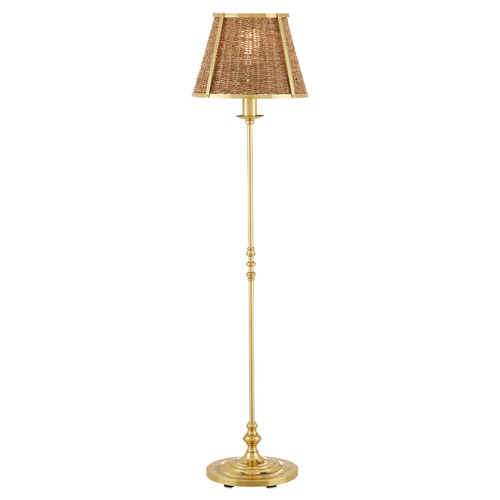 Currey and Company Lighting Currey and Company Deauville Polished Brass / Natural Floor Lamp with Empire Shade 8000-0141