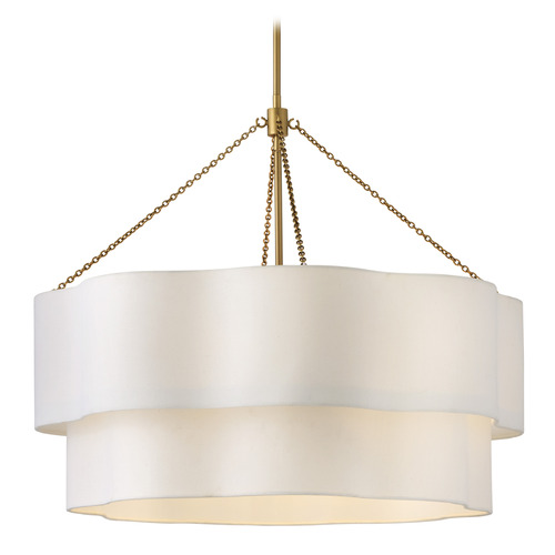 Hinkley Hinkley Gwen Lacquered Brass LED Pendant Light with Scalloped Shade 47735LCB