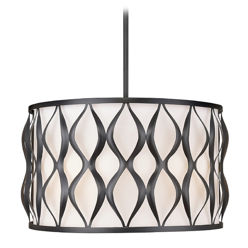 Z-Lite Z-Lite Harden Matte Black Pendant Light with Drum Shade 1948P18-MB