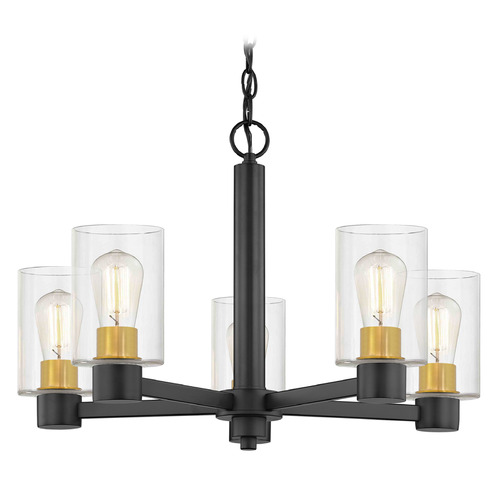 Design Classics Lighting Vashon 5-Light Chandelier in Matte Black and Brass by Design Classics 2105-07 SB GL1040C