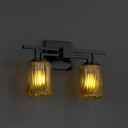 Justice Design Group Veneto Luce Collection Matte Black Bathroom Light by Justice Design Group GLA-8702-16-AMBR-MBLK