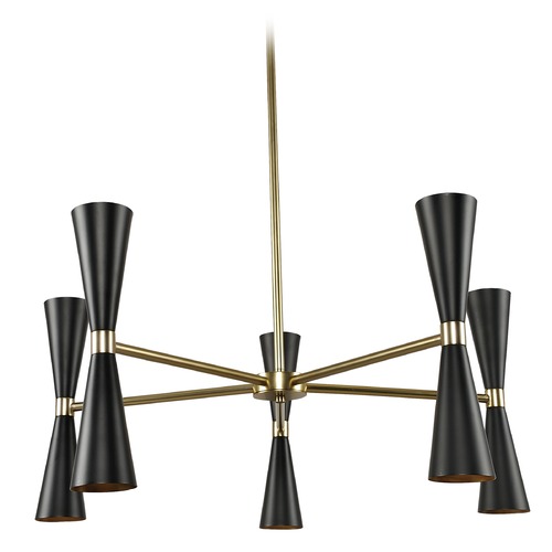 Kalco Lighting Milo LED Chandelier in Black & Vintage Brass by by Kalco Lighting 310470BVB