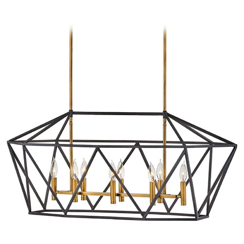 Hinkley Theory 8-Light Aged Zinc & Heritage Brass Chandelier by Hinkley Lighting 3575DZ