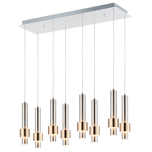 ET2 Lighting Reveal 8-Light LED Pendant in Satin Nickel & Brass by ET2 Lighting E24758-SNSBR