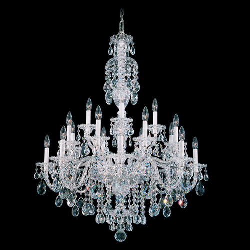 Schonbek Lighting Schonbek Worldwide Lighting Sterling Polished Silver Crystal Chandelier 2998-40R