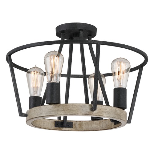 Quoizel Lighting Brockton 17.50-Inch Semi-Flush Mount in Grey Ash by Quoizel Lighting BRT1717GK