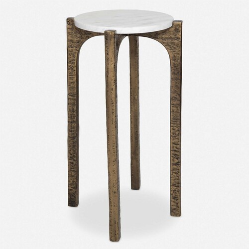 Uttermost Lighting Vivi Drink Table in Antique Brass with Marble by Uttermost Lighting 24933
