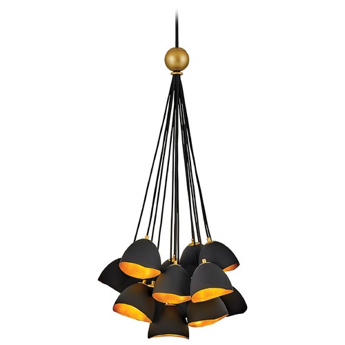 Hinkley Nula 15-Light Shell Black & Gold Leaf Chandelier by Hinkley Lighting 35906SHB