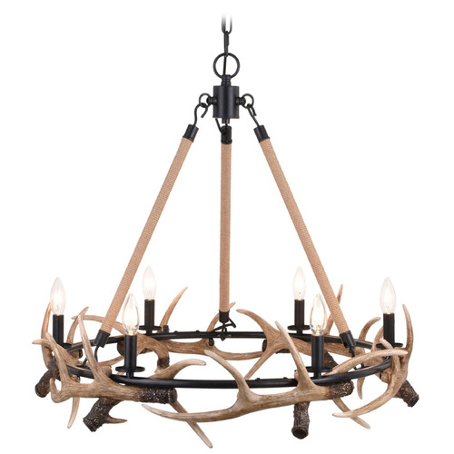 Vaxcel Lighting Vaxcel Lighting Breckenridge Aged Iron & Natural Rope Chandelier H0261
