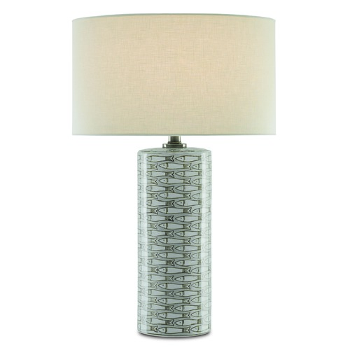 Currey and Company Lighting Fisch Table Lamp in Gray/White/Antique Nickel by Currey & Company 6000-0283