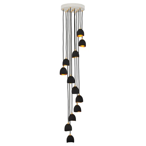 Hinkley Nula 12-Light Shell Black & Gold Leaf Multi-Light Pendant by Hinkley Lighting 35908SHB