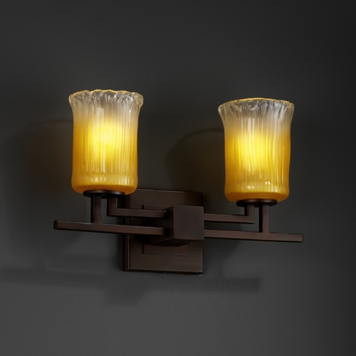 Justice Design Group Veneto Luce Collection Dark Bronze Bathroom Light by Justice Design Group GLA-8702-16-GLDC-DBRZ