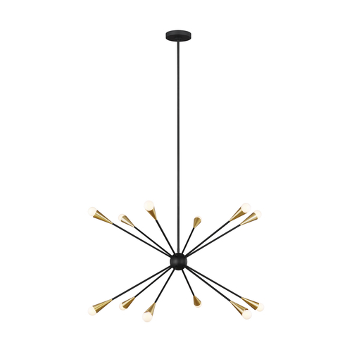 Visual Comfort Studio Collection ED Ellen-DeGeneres Jax 38-Inch Midnight Black & Burnished Brass Chandelier by Visual Comfort Studio EC10312MBK