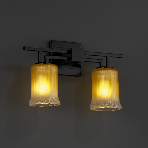Justice Design Group Veneto Luce Collection Matte Black Bathroom Light by Justice Design Group GLA-8702-16-GLDC-MBLK