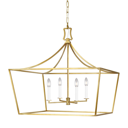 Visual Comfort Studio Collection Chapman & Meyers 28-Inch Southold Burnished Brass Linear Hanging Lantern by Visual Comfort Studio CC1044BBS