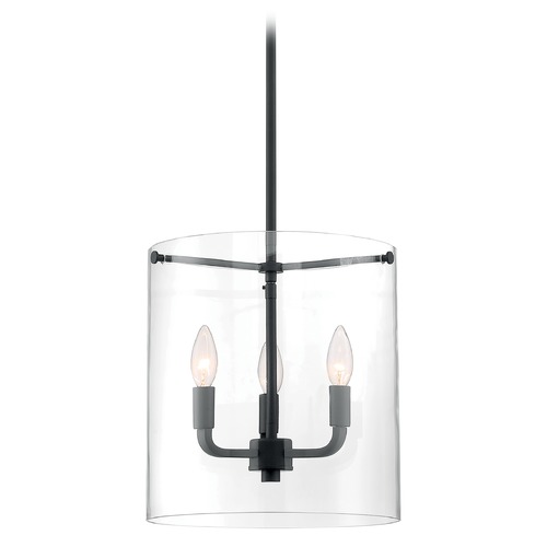 Satco Lighting Sommerset Matte Black Pendant with Cylindrical Shade by Satco Lighting 60/7277