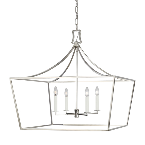 Visual Comfort Studio Collection Chapman & Meyers 28-Inch Southold Polished Nickel Linear Hanging Lantern by Visual Comfort Studio CC1044PN