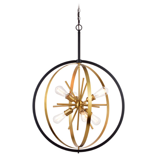 Vaxcel Lighting Vaxcel Lighting Estelle Natural Brass & Matte Black Pendant Light P0341