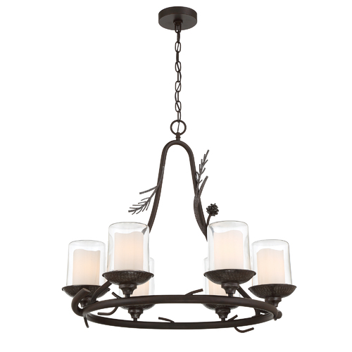 Minka Lavery Ponderosa Ridge 6-Lt Outdoor Chandelier in Weathered Spruce by Minka 2756-694