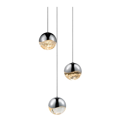 Sonneman Lighting Grapes Polished Chrome 3-Light LED Multi-Light Pendant by Sonneman Lighting 2914.01-MED