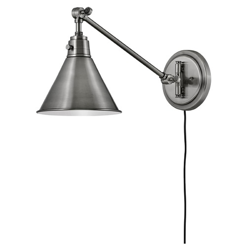 Hinkley 10.25-Inch Polished Antique Nickel Swing Arm Convertible Wall Lamp by Hinkley Lighting 3690PL