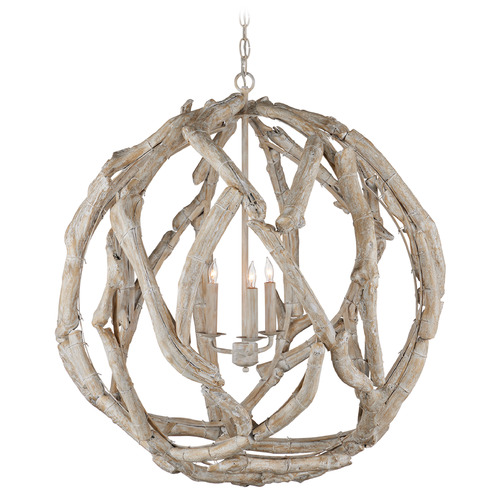 Currey and Company Lighting Currey and Company Driftwood Whitewashed Driftwood Pendant Light 9000-1133