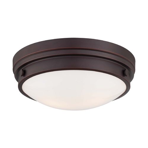 Minka Lavery Flush Mount with White Glass in Lathan Bronze by Minka Lavery 823-167