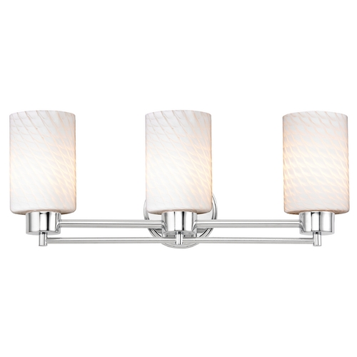 Design Classics Lighting Modern Bathroom Light with White Glass in Chrome Finish 703-26 GL1020C