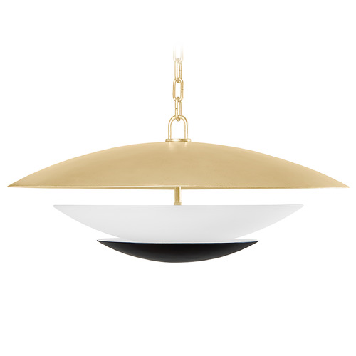Corbett Lighting Corbett Lighting Adara Vintage Gold Leaf & Soft Black Pendant Light with Bowl / Dome Shade 413-26-VGL/SBK