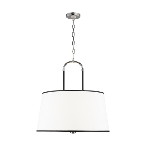 Visual Comfort Studio Collection Lauren Ralph Lauren Katie 26-Inch Polished Nickel & Black Leather Pendant by Visual Comfort Studio LP1024PN
