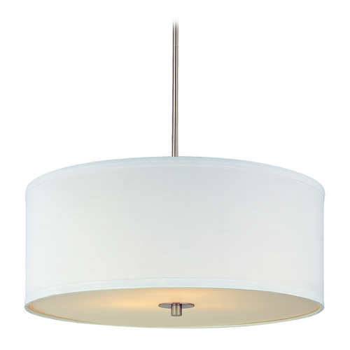 Design Classics Lighting Modern Drum Pendant Light with White Shade in Satin Nickel Finish DCL 6528-09 SH7566 KIT