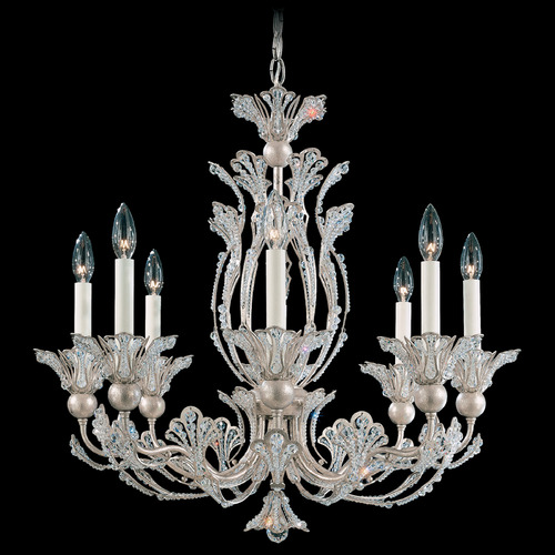 Schonbek Lighting Schonbek Worldwide Lighting Rivendell Antique Silver Crystal Chandelier 7866-48R